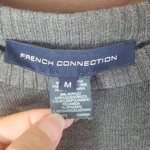 FRENCH CONNECTION Sweater Womens SZ M Knit Gray Pullover Long Sleeves Minimal - Picture 3 of 7